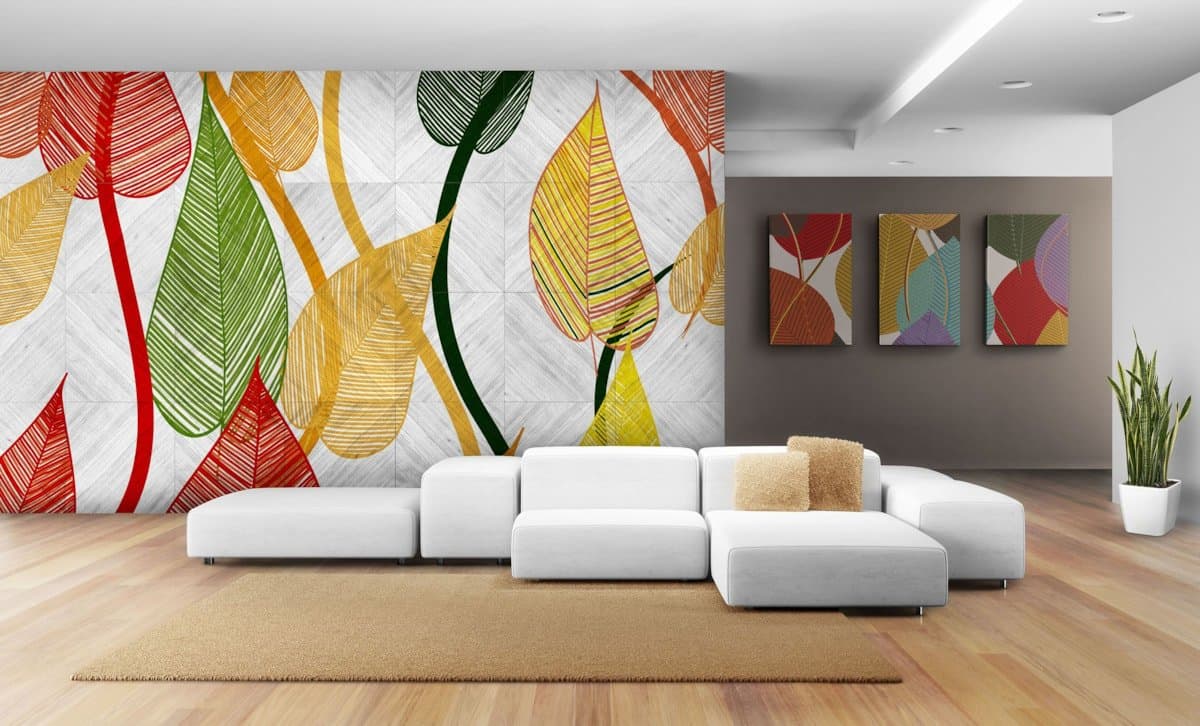 Custom architectural wall mural and environmental vinyl graphics in an executive lounge
